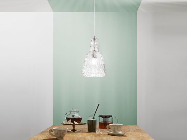 Pendelleuchte GALWAY einflammig, Kristallglas Transparent facettiert, Ø 23cm