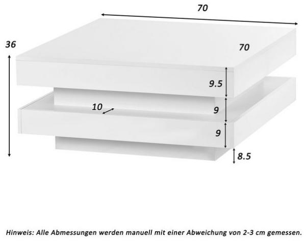 Merax Couchtisch mit LED-Beleuchtung inkl. Fernbedienung, Beistelltisch weiß, Kaffetisch Bild 4