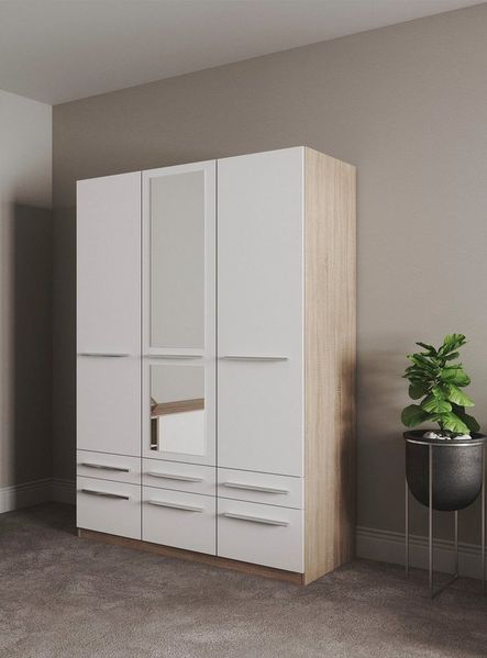 priess Kleiderschrank Schrank Garderobe Wäscheschrank Barcelona in 5 Breiten viel Stauraum, geräumige Schubkästen, mit Spiegel, MADE IN GERMANY