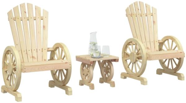 vidaXL 3-tlg. Garten-Lounge-Set Massivholz Tanne 3207121