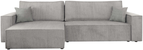 Ecksofa Kobaro Cord Maxi mit Bettkasten und Schlaffunktion (Farbe: Poso 110)