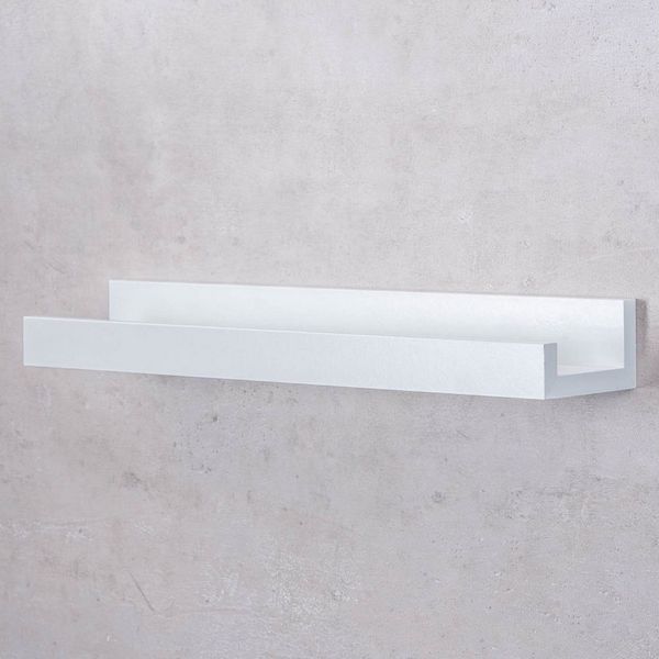 Levandeo® Bilderleiste, Bilderleiste L40cm Weiß MDF Holz Wandregal Kurz Wanddeko Hängeregal