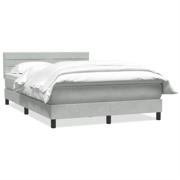 vidaXL Boxspringbett mit Matratze Hellgrau 140x210 cm Samt 3316305