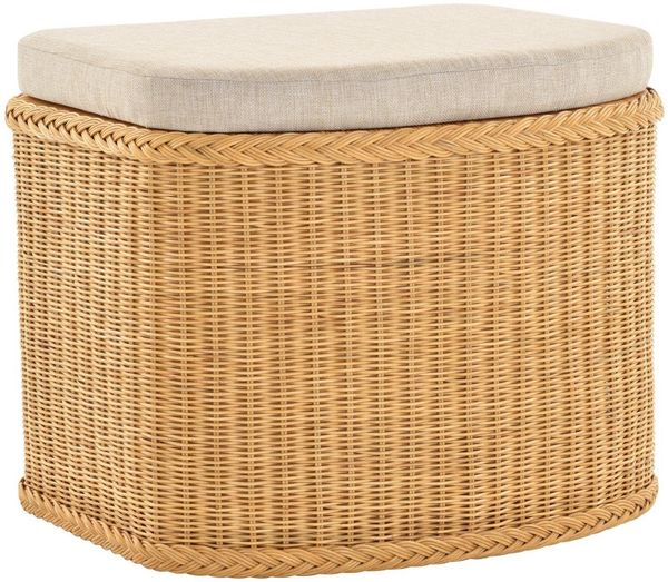 Krines Home Wäschetruhe Wäschekorb bauchig Sitz Truhe Sitzbank mit Deckel Sitzhocker Polster (Wäschebox mit Inlett), Sitzbank mit Stauraum