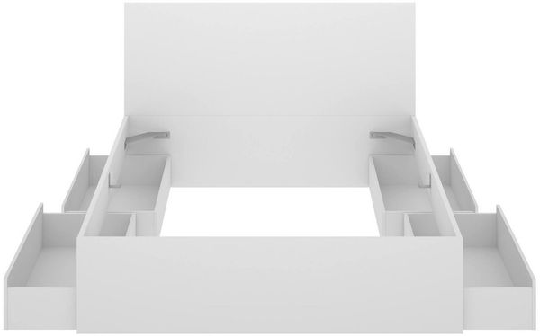 Dmora Doppelbett Iona, Struktur des Container-Betts, Sommier mit Verkleidung, Matratzenhalterstruktur, 249x195 h100 cm, Weiß