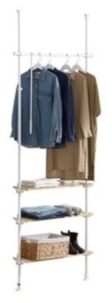 SoBuy Kleiderständer KLS14, mit 1 Kleiderstange und 3 Ablagen Teleskop Garderoben System Bild 6