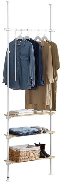 SoBuy Kleiderständer KLS14, mit 1 Kleiderstange und 3 Ablagen Teleskop Garderoben System Bild 1