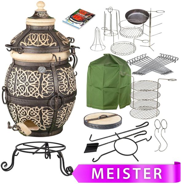 Tandoor Safran Lehmofen aus Schamott mit Zubehör Meister 15-teilig