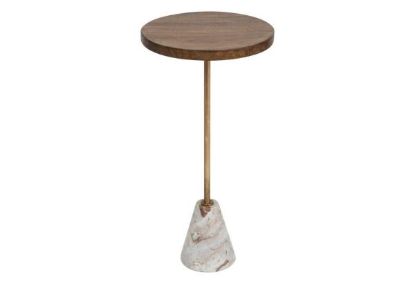 Kaffeetisch Marmor und Holz, Ø 35,5 cm