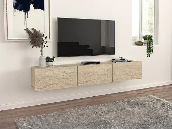 Vente-unique - VIKILA TV unit Holz, Platte Beige - B 29,5 cm x H 29,5 cm x L 180 cm
