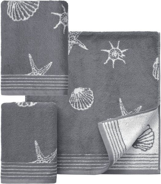 Dyckhoff Handtuch Set Seashell, Walkfrottee (Set, 3-St), mit Muschelmuster, 2 Handtücher (50x100cm), 1 Duschtuch (70x140cm)