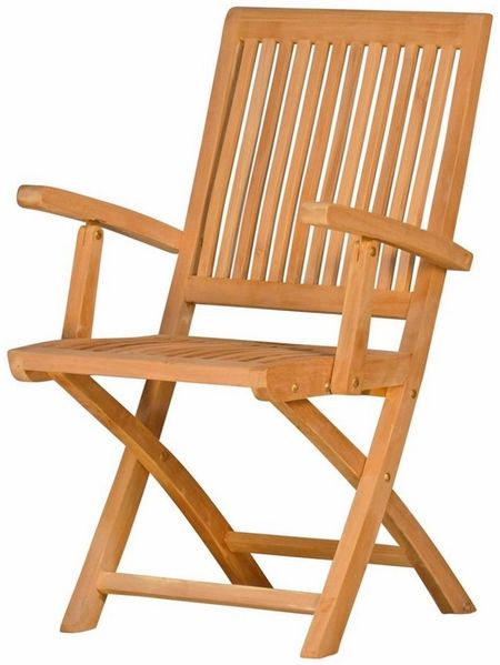 Kai Wiechmann Gartenstuhl Teak Klappstuhl mit Armlehnen, Gartenklappstuhl aus massivem Teakholz, robuster und langlebiger Teak Balkonstuhl