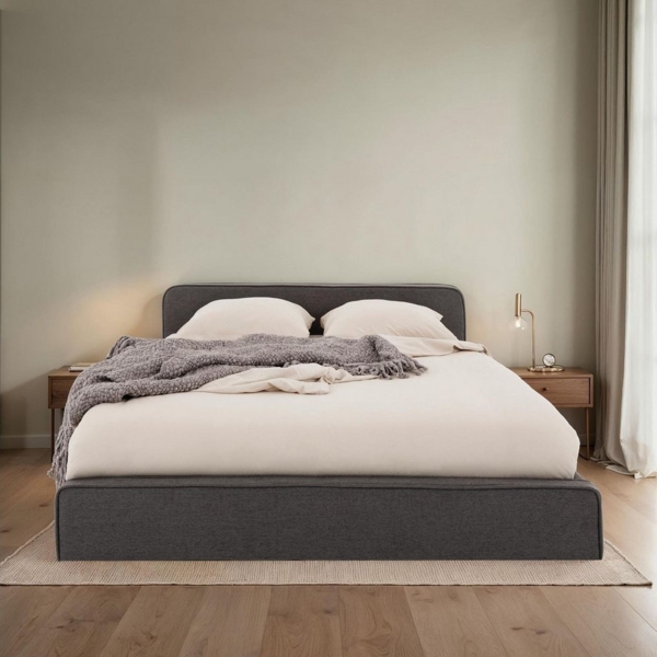 IDIMEX Polsterbett MARINI, Bett 140x200 cm mit Lattenrost Doppelbett mit Kopfteil- dunkelgrau