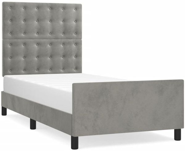 Einzelbettgestell Design für Erwachsene ohne Matratze Hellgrau 90x200 cm Samt d5033e