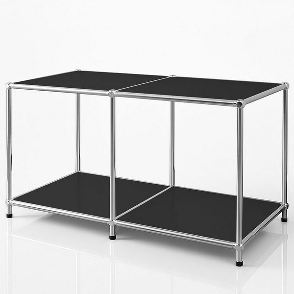 Floordirekt Lowboard Concept Epure MK-016 Sideboard & Ablageregal, B78 × T40 × H46 cm (modular, kratzfeste Pulverbeschichtung), Regal mit offenen Ablagen, verchromtes Metallgestell, Couchtisch
