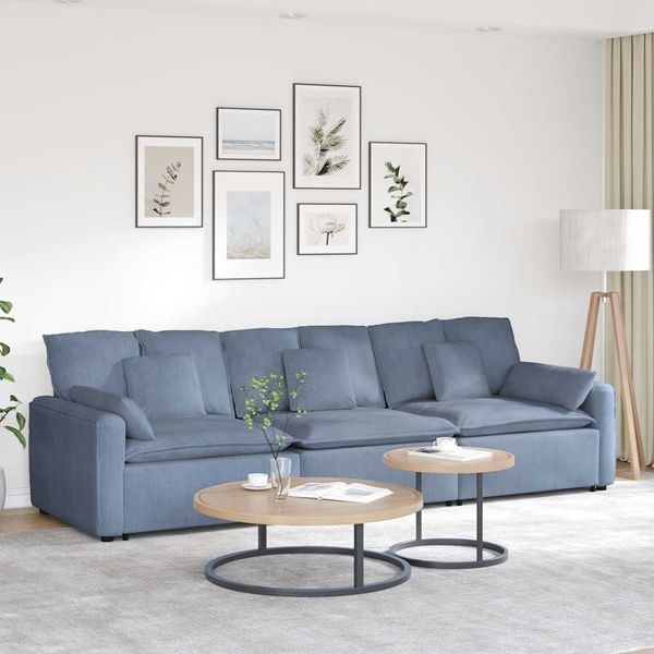 vidaXL Modulares Sofa mit Kissen Blau 3321110
