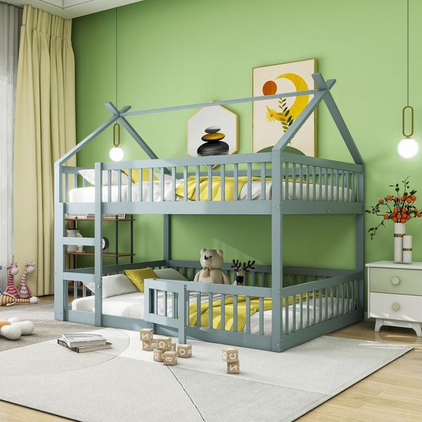 Flieks Etagenbett, Hochbett Kinderbett 140x200cm mit oberem Lattenrost und Leiter