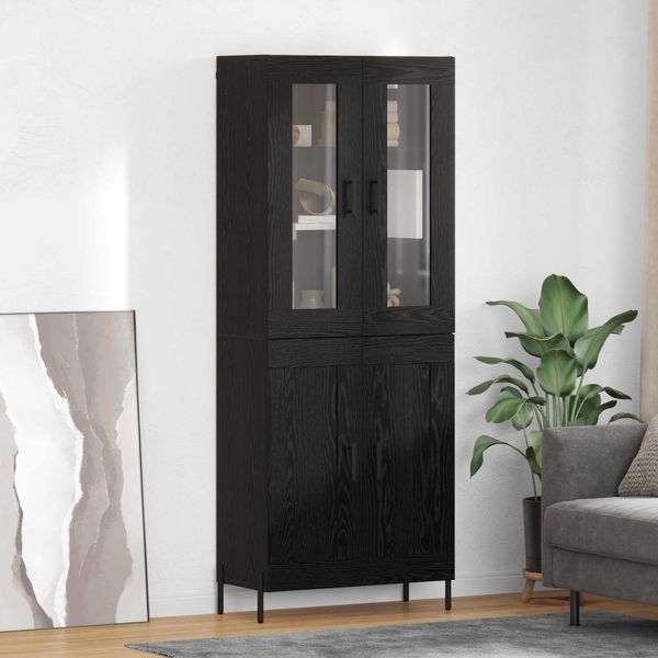 Highboard, BuffetSchrank, Büroschrank Schwarz Eichen-Optik 69,5 x 34 x 180 cm Holzwerkstoff
