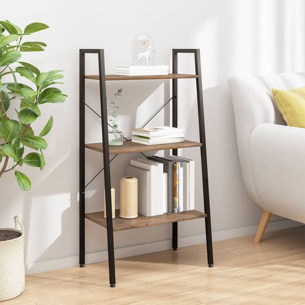 vidaXL Standregal mit 3 Böden Dunkelbraun und Schwarz 56x35x108 cm 336362