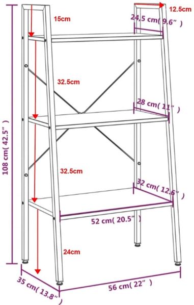 vidaXL Standregal mit 3 Böden Dunkelbraun und Schwarz 56x35x108 cm 336362 Bild 8