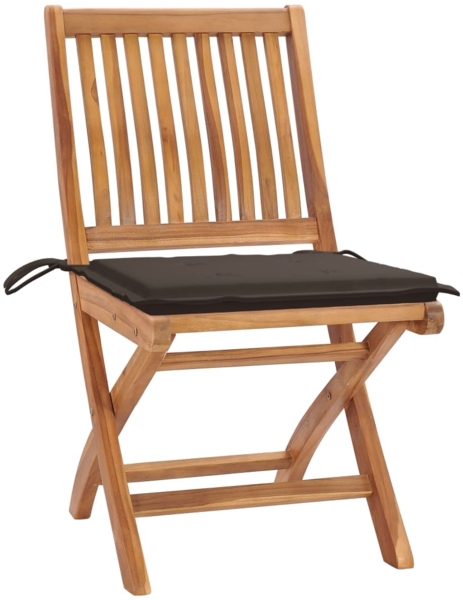 vidaXL Klappbare Gartenstühle mit Kissen 4 Stk. Massivholz Teak 3072815