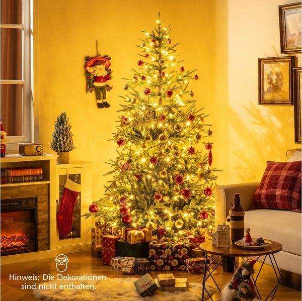 COSTWAY Künstlicher Weihnachtsbaum, 180cm, 250 LEDs, 11 Modi, 530 PE Zweige