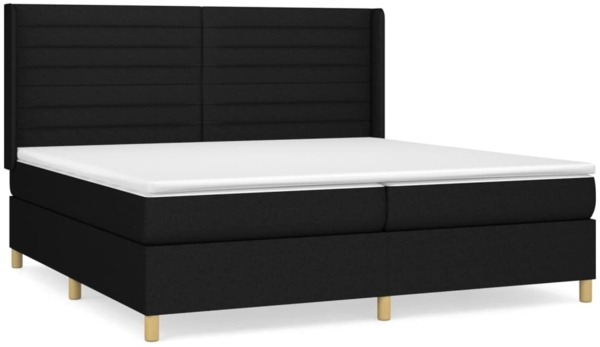 vidaXL Boxspringbett mit Matratze Stoff Schwarz 200x200 cm, Härtegrad: H2 [3132099]
