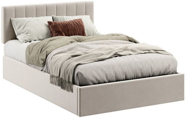 Home Collective Polsterbett mit Stauraum und Lattenrost Doppelbett Gepolstertes Bett (Verfügbare Größen: 140x200 und 160x200 cm), hydraulischer Bettkasten Kopfteil verstellbar samt Bronze-Beige