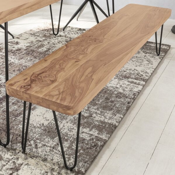 Wohnling Sitzbank, Massiv-Holz, Akazie, 160 x 45 x 40 cm