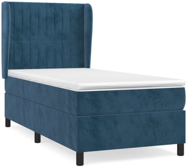 vidaXL Boxspringbett mit Matratze Dunkelblau 100x200 cm Samt 3129319