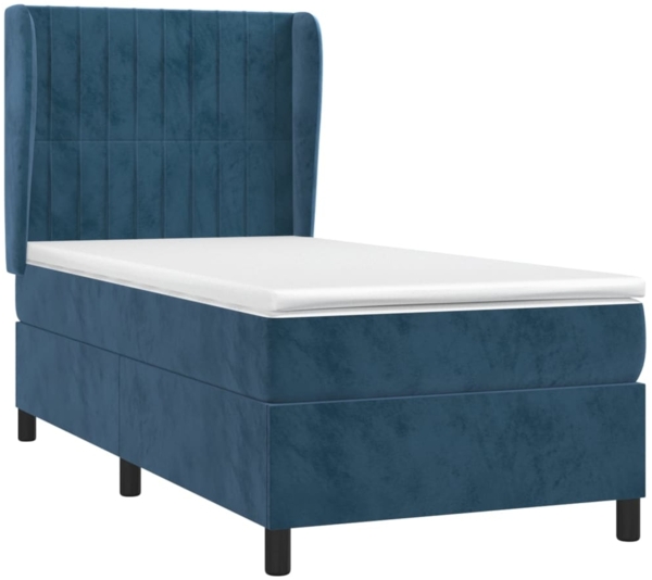 vidaXL Boxspringbett mit Matratze Dunkelblau 100x200 cm Samt 3129319 Bild 2
