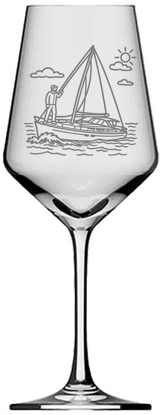 eXODA Weinglas Motiv Segler mit seiner Yacht, 1-tlg, Glas, Atemberaubende Darstellung