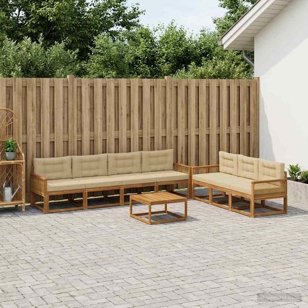vidaXL Outdoor-Sofagarnitur mit Kissen 8 pcs Natur und Beige 3382411