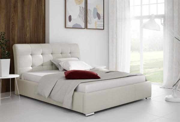 Polsterbett Doppelbett MATTIS Komplettset Kunstleder Madryt CREME 160x200cm