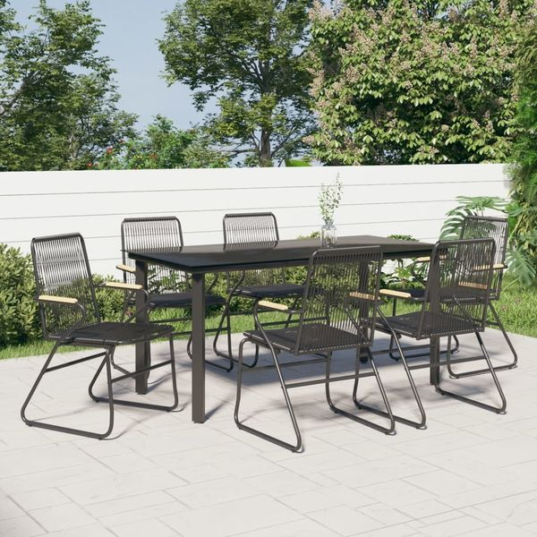 vidaXL 7-tlg. Garten-Essgruppe Schwarz PVC-Rattan 3156573