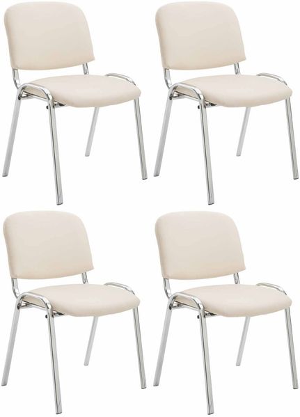 CLP 4er Set Stühle Ken Chrom Kunstleder gepolstert,creme