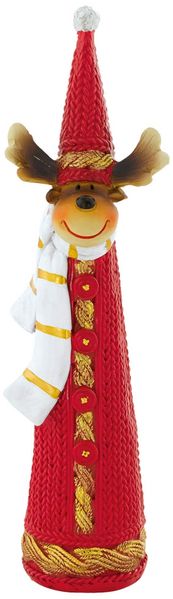 Weihnachts Rentier, Dekofigur, rot-weiß, H 18 cm