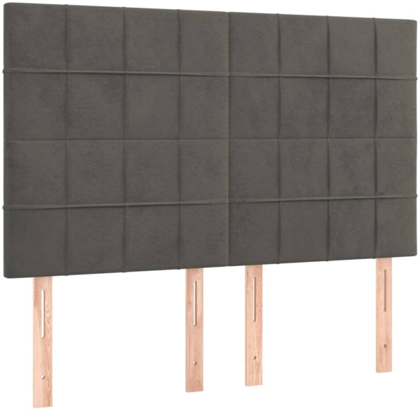 vidaXL Boxspringbett mit Matratze Dunkelgrau 140x200 cm Samt 3137846 Bild 4