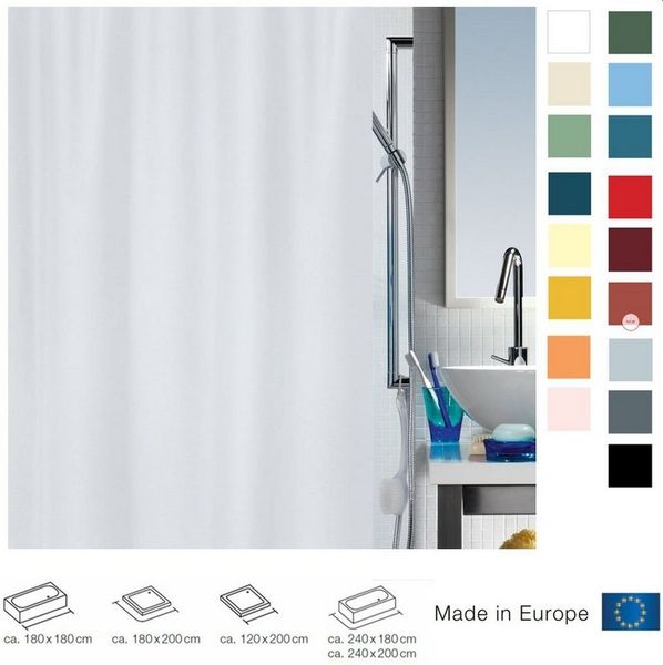 spirella Duschvorhang PRIMO Breite 180 cm, Anti-Schimmel Textil-Duschvorhang, Polyester, 180x180 cm, waschbar