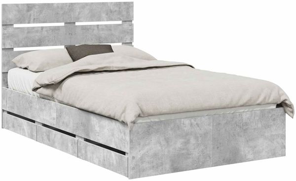vidaXL Bettrahmen mit Kopfteil Beton Grau 135 x 190 cm Ingenieurs Holz 3411840 Bild 2