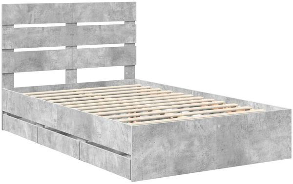 vidaXL Bettrahmen mit Kopfteil Beton Grau 135 x 190 cm Ingenieurs Holz 3411840 Bild 4