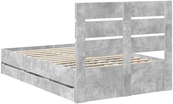vidaXL Bettrahmen mit Kopfteil Beton Grau 135 x 190 cm Ingenieurs Holz 3411840 Bild 10