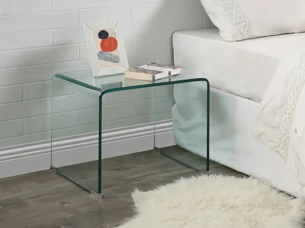 Vente-unique - SUZANA Bedside table Glas Transparent - B 40 cm x H 40 cm x L 50 cm