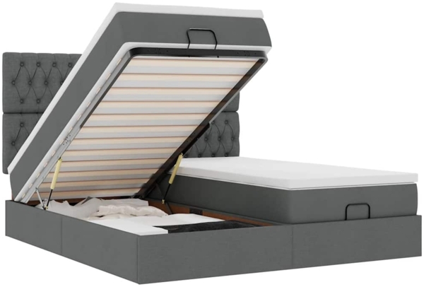 vidaXL Ottoman-Bett mit Matratzen & LEDs Dunkelgrau 160x200 cm Stoff 3314556