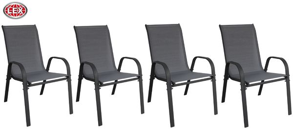 4er Set Stapelsessel Gartensessel Gartenstuhl Stapelstuhl Balkon anthrazit