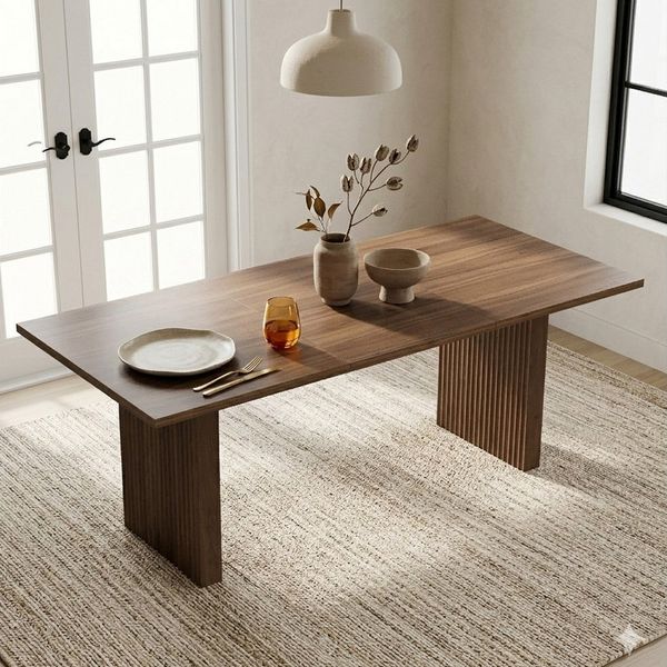 Flieks Esstisch (Länge 140-200/T90/H75 cm, 1-St, 1 Tisch), ausziehbarer Küchentisch rechteckiger Tisch Holzoptik, Nussbaumfarbe