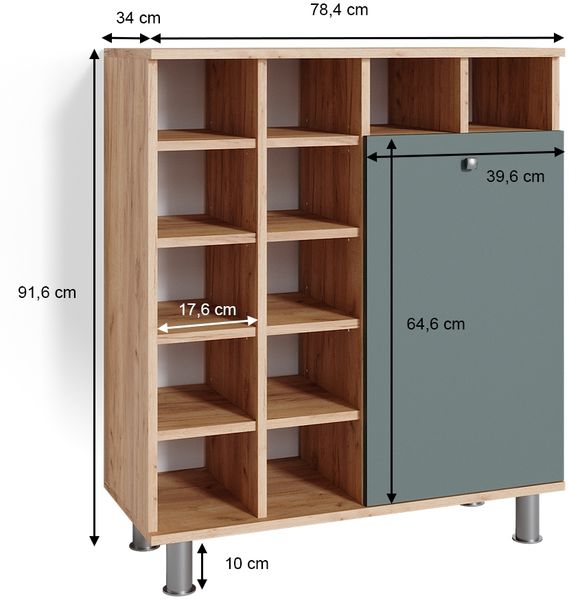 Vicco 'Fynn' Badregal mit Wäschekorb, MDF natur / grün, 78,4 x 34 x 91,6 cm Bild 3