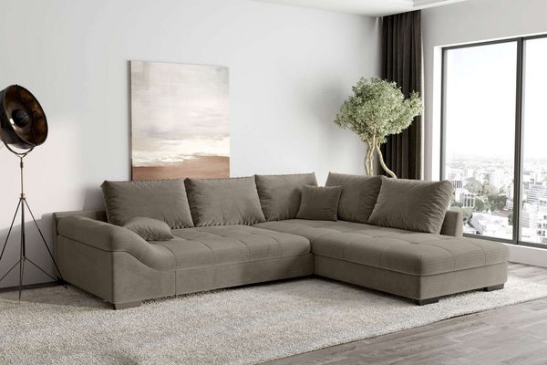 99rooms Ecksofa Terra, Sofa, L-Form, Inkl. 5 Rückenkissen, mit Rundumbezug, Wellenfederung