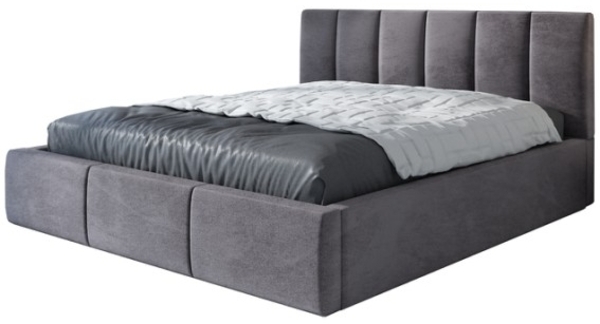 Polsterbett LISI 90x200 mit Matratze, Bettkasten und Lattenrost. Farbe: Grau 16