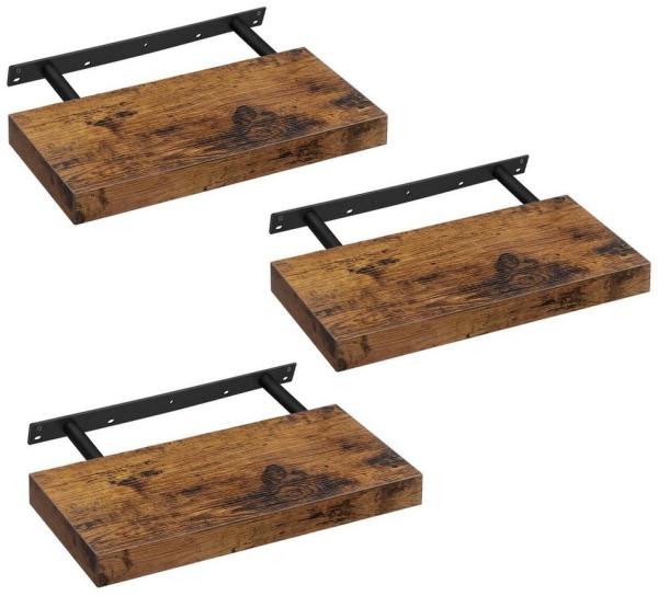 VASAGLE Wandregal, 3 Stück, MDF vintagebraun, 40 x 20 x 3,8 cm